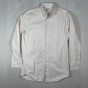 Red Land Cotton OCBD Medium Made in USA Men's Beige Cream Button-Down Shirt